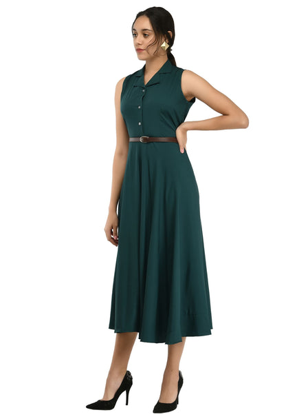 Rudraakshaksha women's crepe solid Stylish  with belt  dress