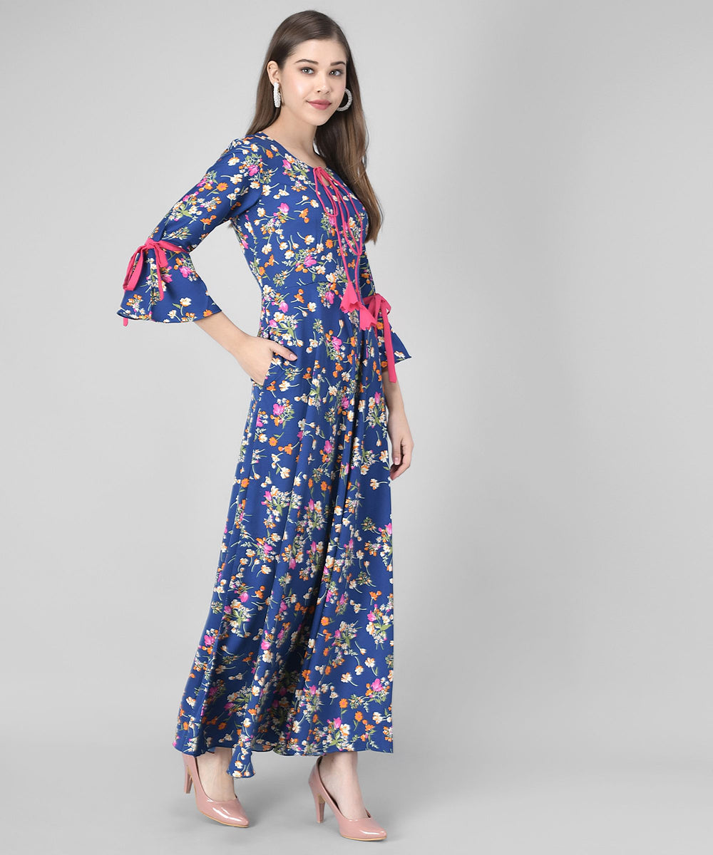 Rudraaksha women crepe bell sleeve dress