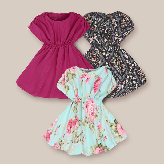 Rudraaksha stylish dress for kids girls (Pack Of 3)