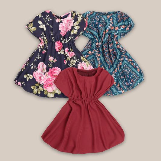 Rudraaksha stylish dress for kids girls (Pack Of 3)