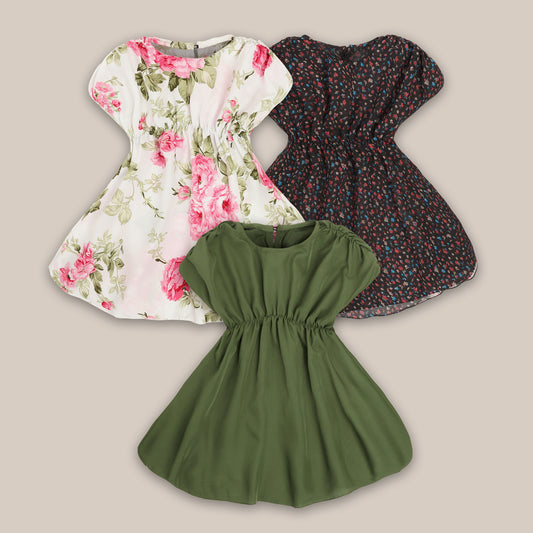 Rudraaksha stylish dress for kids girls (Pack Of 3)