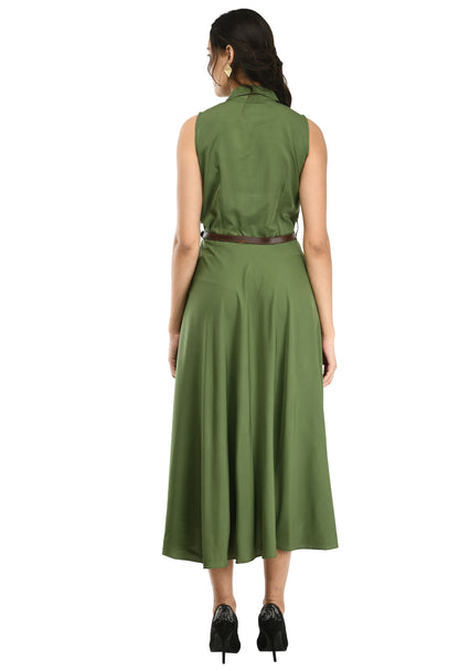 Rudraakshaksha women's crepe solid Stylish  with belt  dress