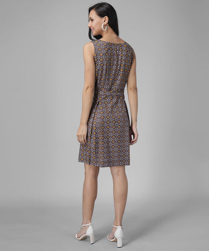 Stylish Knee-Length Day Dress with Pockets and Tie-Up Waist RUDRAAKSHA