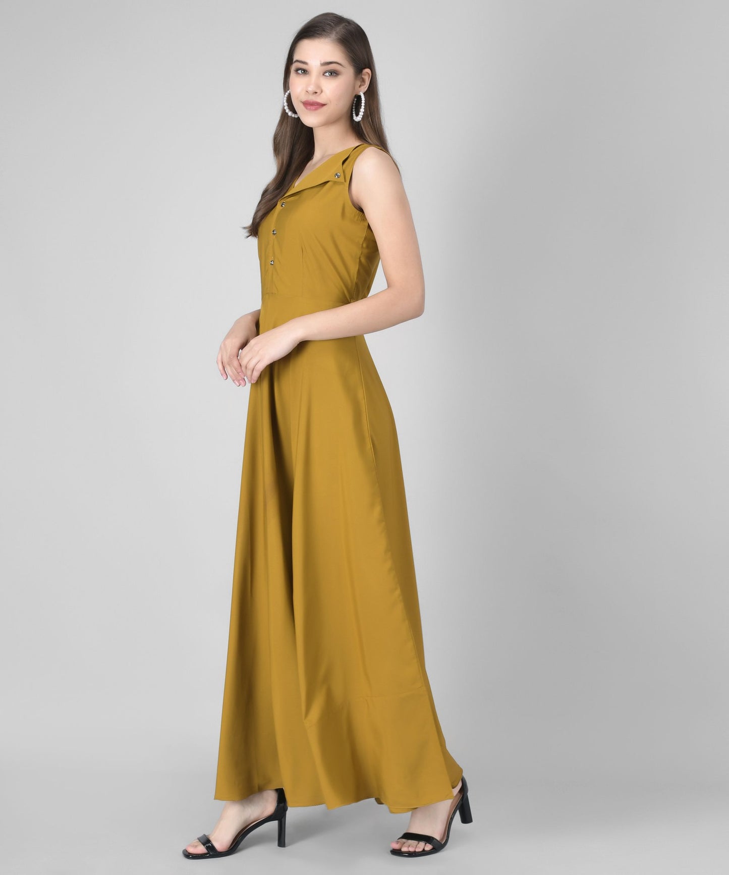 women crepe fit and flary dress