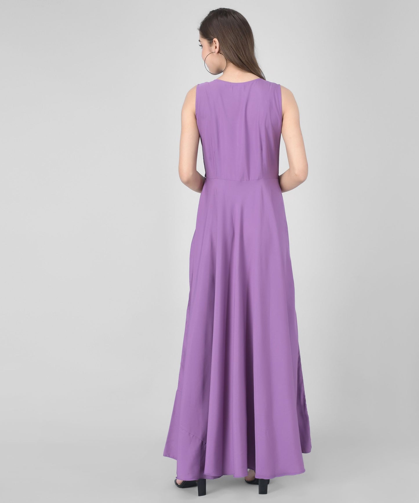 women crepe fit and flary dress