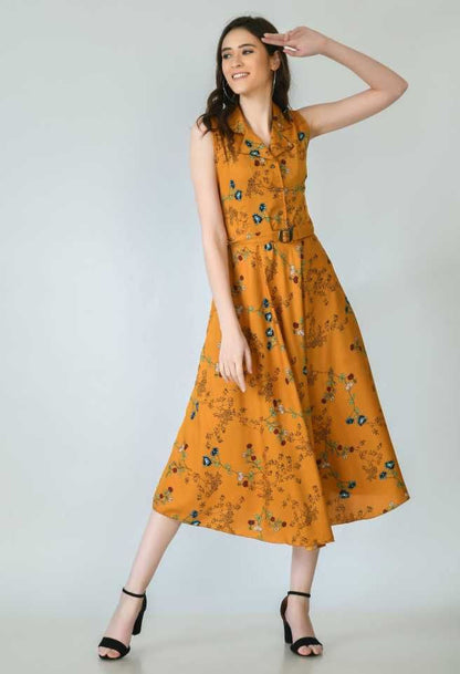 Rudraaksha  women stylish safari collared printed dress RUDRAAKSHA