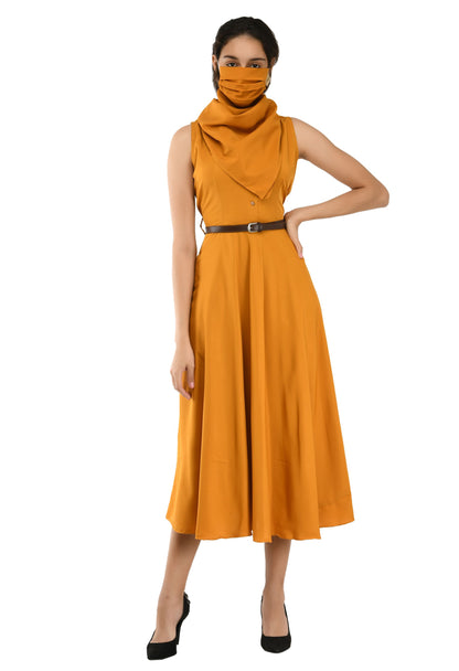 Rudraakshaksha women's crepe solid Stylish  with belt  dress