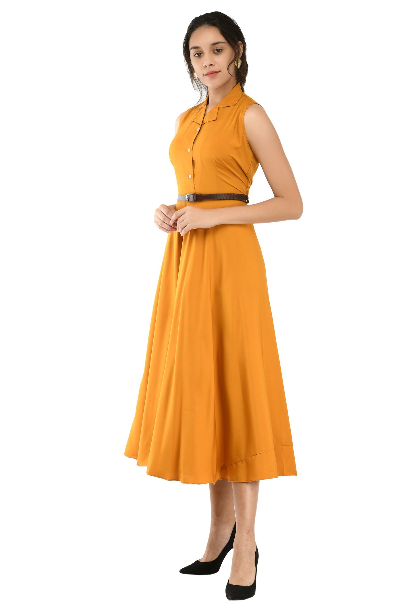 Rudraakshaksha women's crepe solid Stylish  with belt  dress