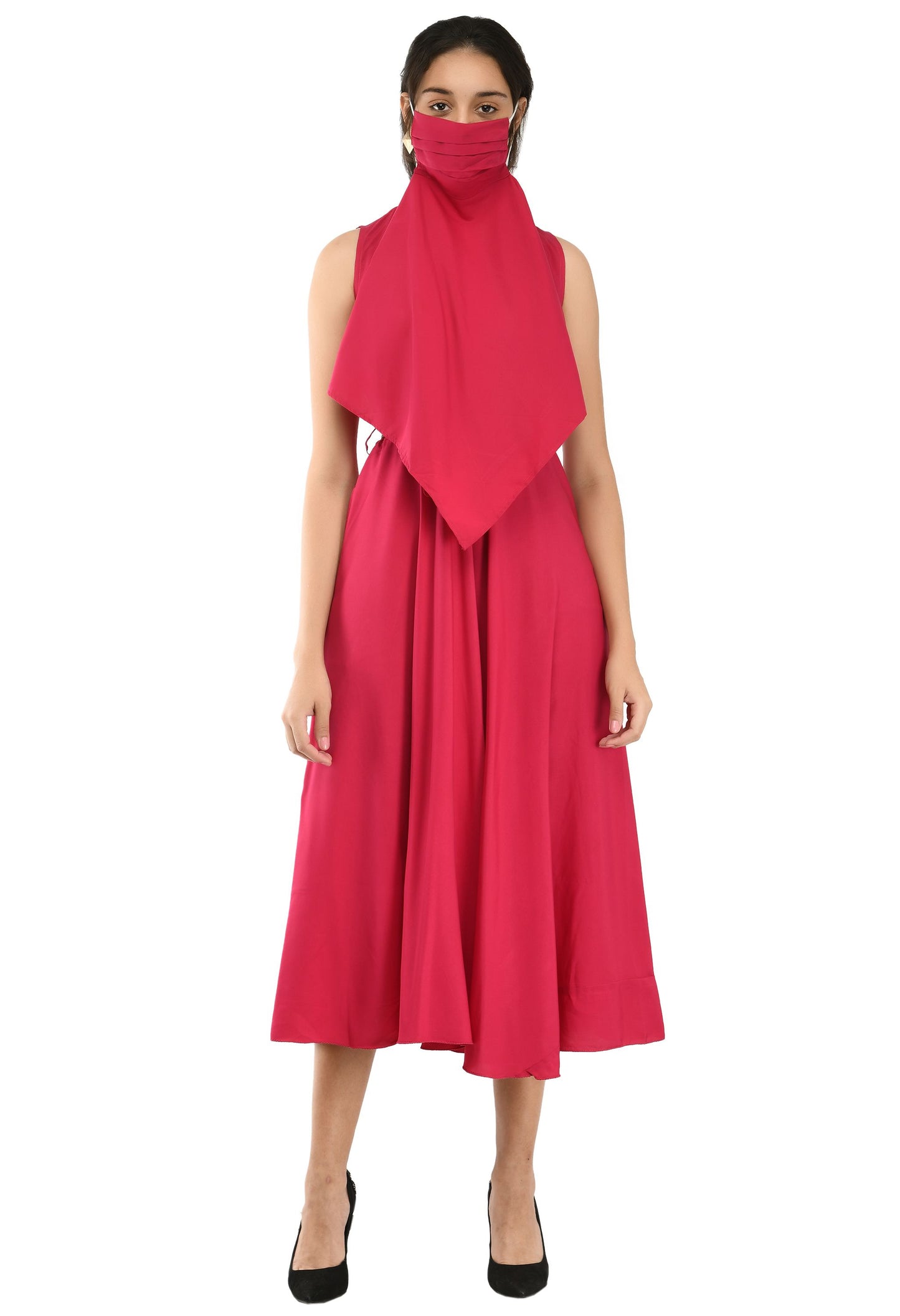 Rudraakshaksha women's crepe solid Stylish  with belt  dress