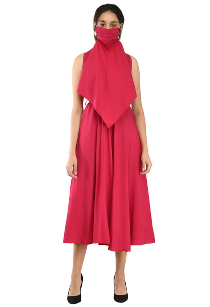Rudraakshaksha women's crepe solid Stylish  with belt  dress