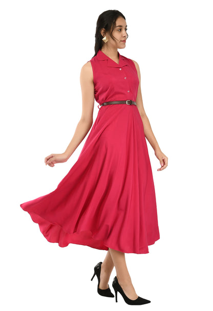 Rudraakshaksha women's crepe solid Stylish  with belt  dress