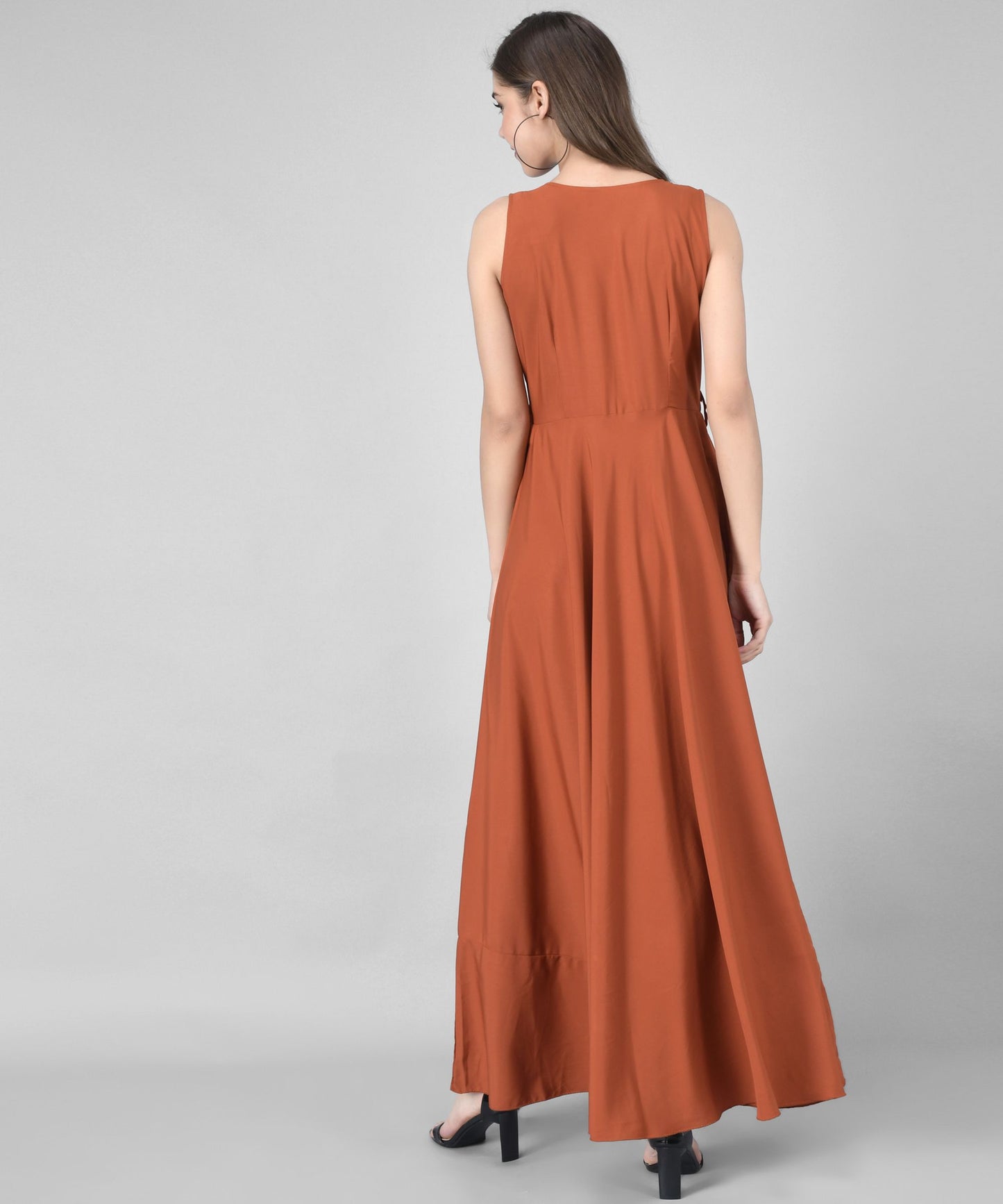 women crepe fit and flary dress