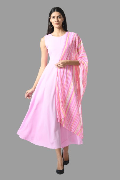 Rudraaksha women stylish and trendy crepe maxi dress with duptta RUDRAAKSHA