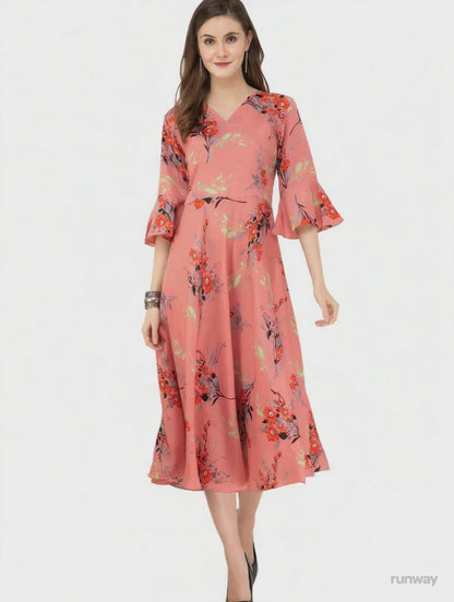 Women’s Floral Fit & Flare Dress – Elegant Casual Wear