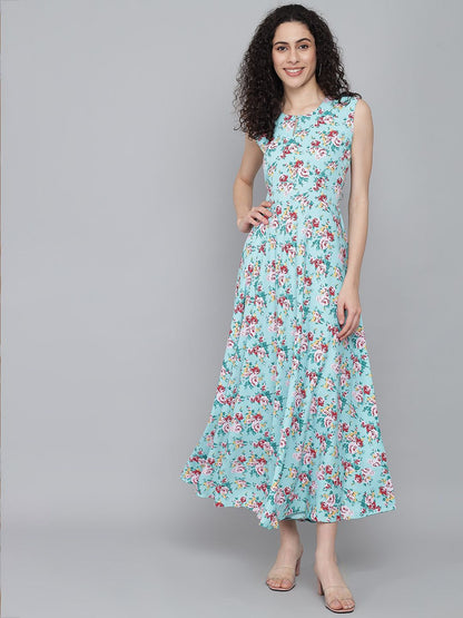 Rudraaksha trendy floral maxi dress for women RUDRAAKSHA