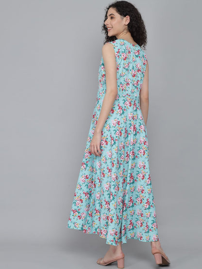 Rudraaksha trendy floral maxi dress for women RUDRAAKSHA