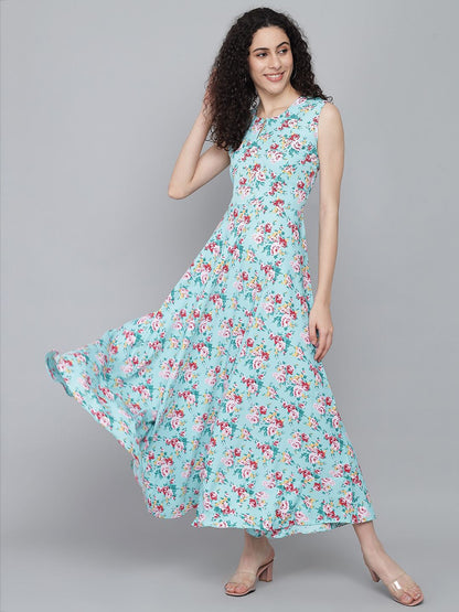 Rudraaksha trendy floral maxi dress for women RUDRAAKSHA