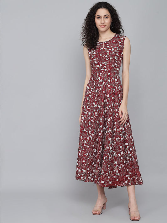 Rudraaksha trendy floral maxi dress for women