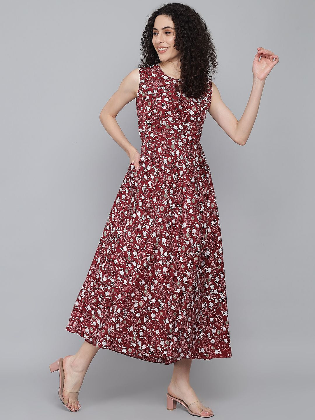 Rudraaksha trendy floral maxi dress for women