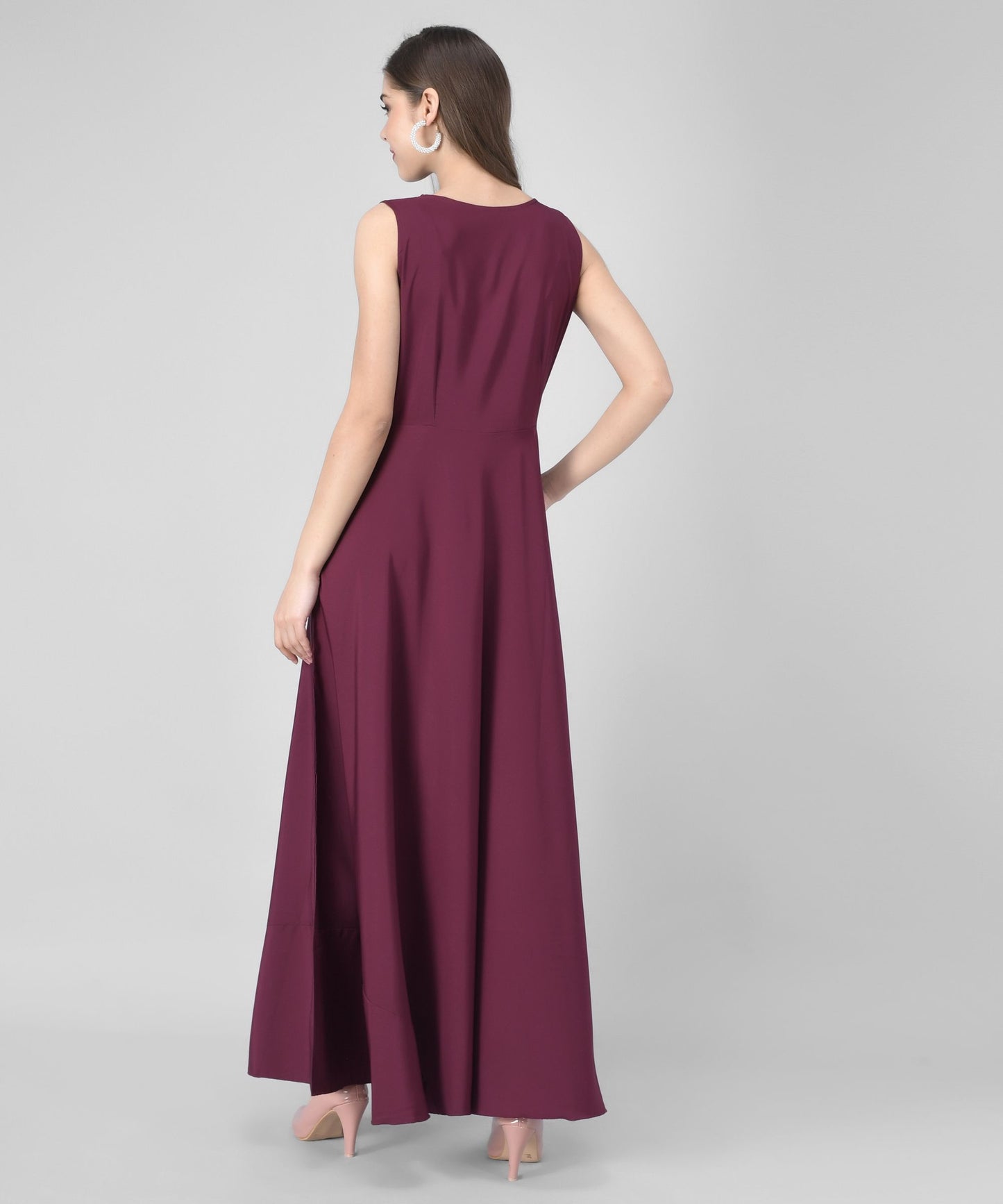 women crepe fit and flary dress