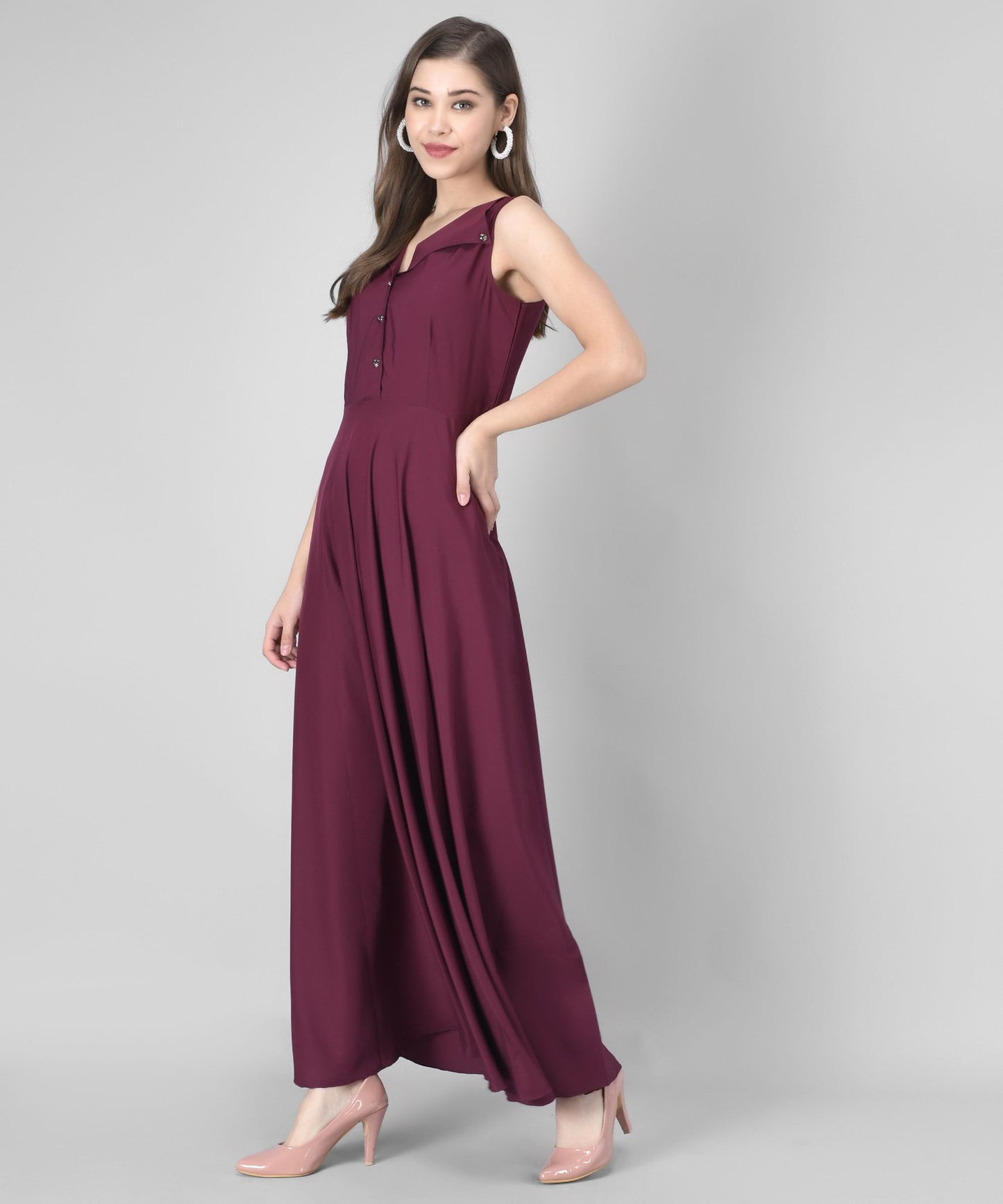women crepe fit and flary dress