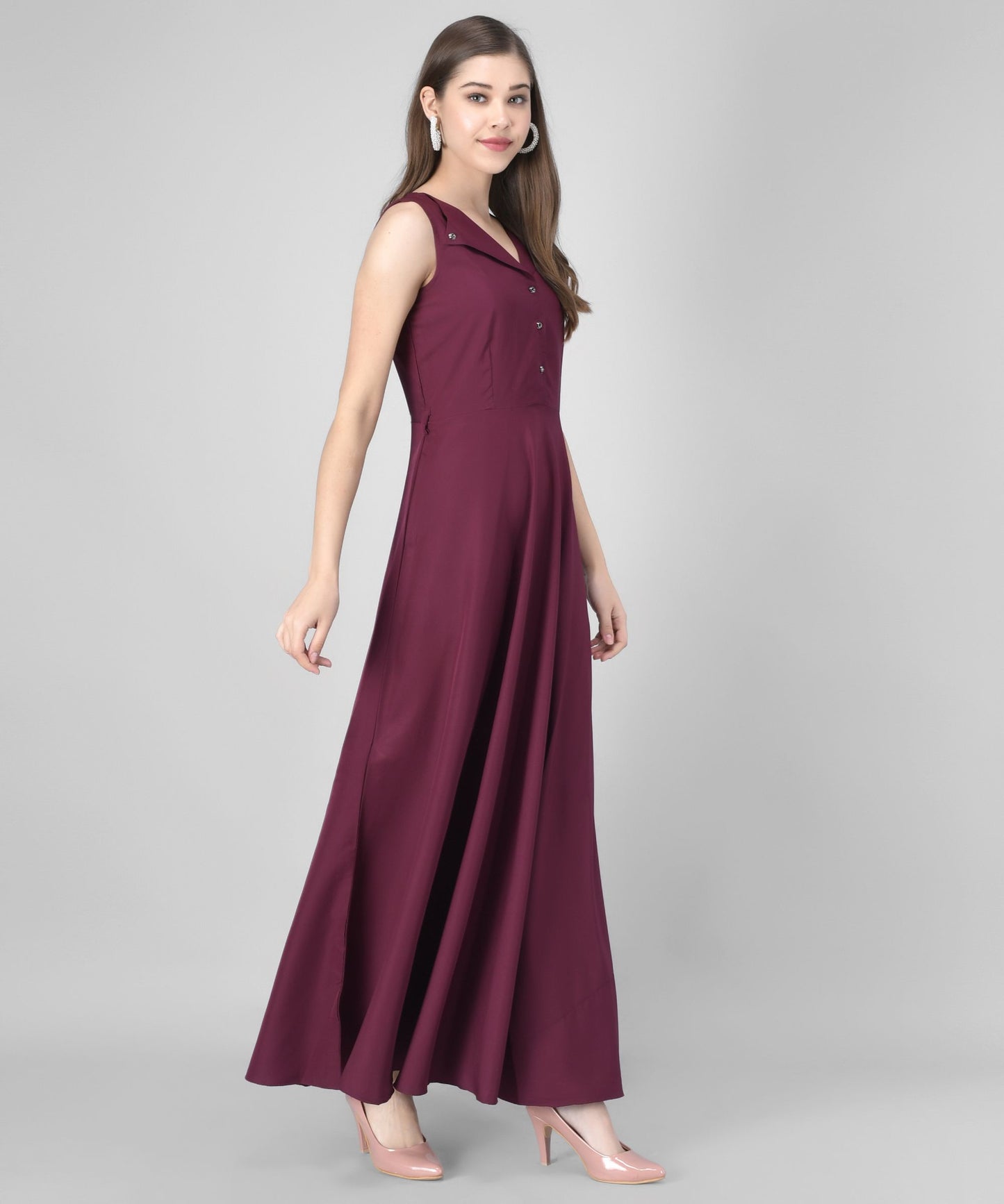women crepe fit and flary dress