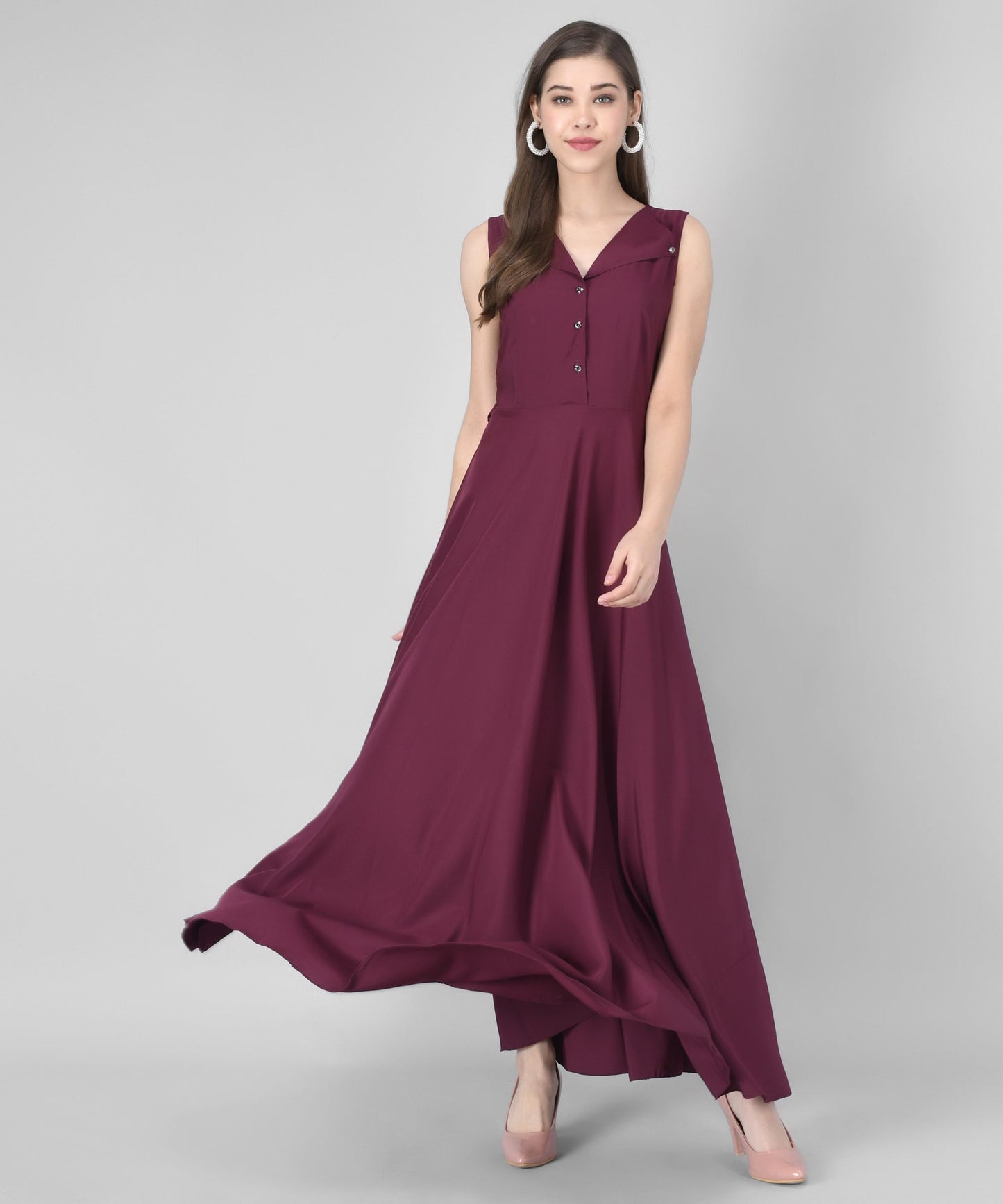 women crepe fit and flary dress